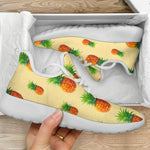 Beige Watercolor Pineapple Pattern Print Mesh Knit Shoes GearFrost