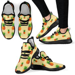 Beige Watercolor Pineapple Pattern Print Mesh Knit Shoes GearFrost