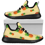 Beige Watercolor Pineapple Pattern Print Mesh Knit Shoes GearFrost