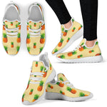 Beige Watercolor Pineapple Pattern Print Mesh Knit Shoes GearFrost