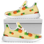 Beige Watercolor Pineapple Pattern Print Mesh Knit Shoes GearFrost