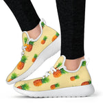Beige Watercolor Pineapple Pattern Print Mesh Knit Shoes GearFrost