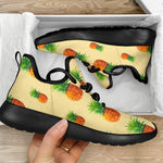 Beige Watercolor Pineapple Pattern Print Mesh Knit Shoes GearFrost