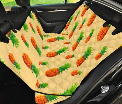 Beige Watercolor Pineapple Pattern Print Pet Car Back Seat Cover