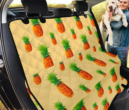 Beige Watercolor Pineapple Pattern Print Pet Car Back Seat Cover