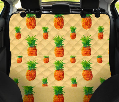 Beige Watercolor Pineapple Pattern Print Pet Car Back Seat Cover