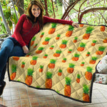 Beige Watercolor Pineapple Pattern Print Quilt