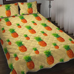 Beige Watercolor Pineapple Pattern Print Quilt Bed Set