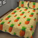 Beige Watercolor Pineapple Pattern Print Quilt Bed Set