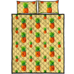 Beige Watercolor Pineapple Pattern Print Quilt Bed Set