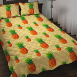 Beige Watercolor Pineapple Pattern Print Quilt Bed Set