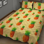 Beige Watercolor Pineapple Pattern Print Quilt Bed Set