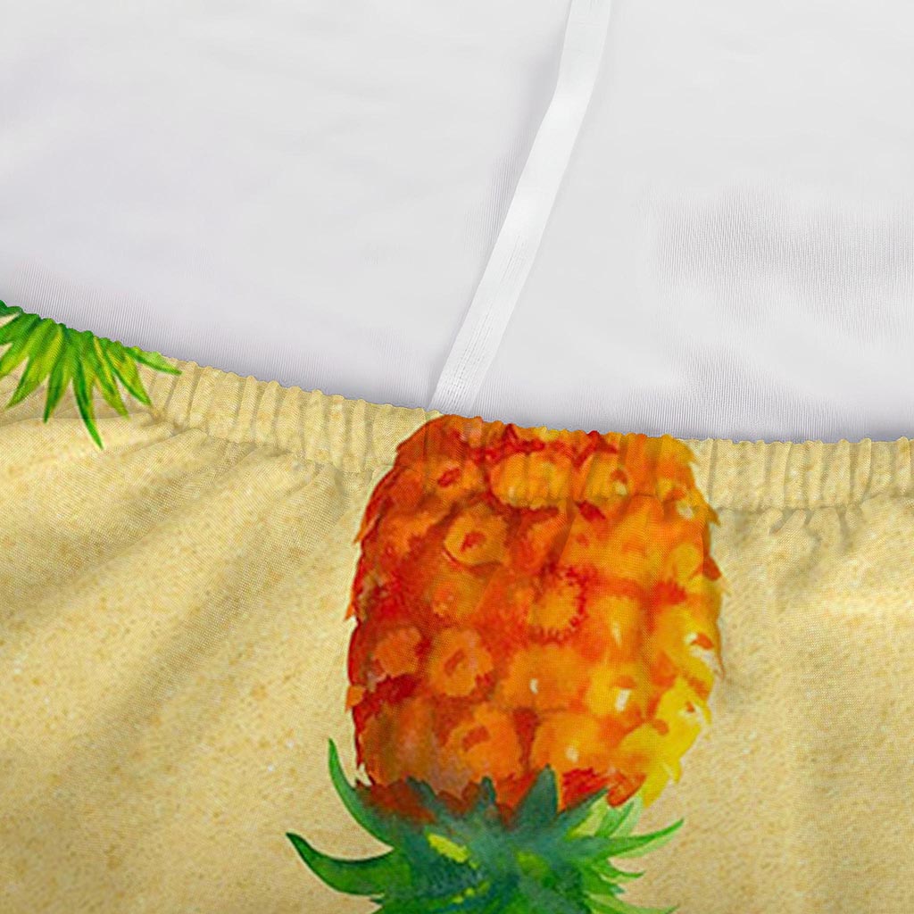 Beige Watercolor Pineapple Pattern Print Sofa Cover