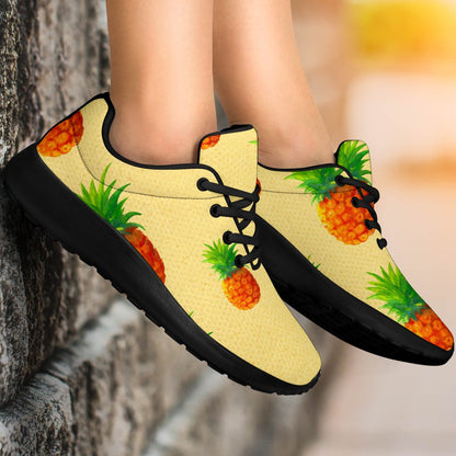 Beige Watercolor Pineapple Pattern Print Sport Shoes GearFrost