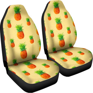 Beige Watercolor Pineapple Pattern Print Universal Fit Car Seat Covers