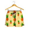 Beige Watercolor Pineapple Pattern Print Women's Shorts