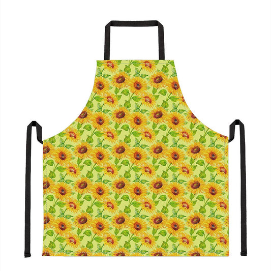 Beige Watercolor Sunflower Pattern Print Apron