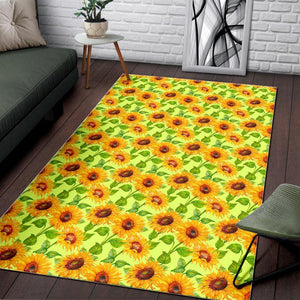Beige Watercolor Sunflower Pattern Print Area Rug GearFrost