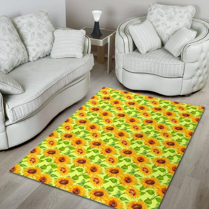 Beige Watercolor Sunflower Pattern Print Area Rug GearFrost