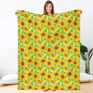 Beige Watercolor Sunflower Pattern Print Blanket