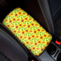 Beige Watercolor Sunflower Pattern Print Car Center Console Cover