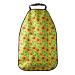 Beige Watercolor Sunflower Pattern Print Car Seat Organizers