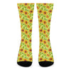 Beige Watercolor Sunflower Pattern Print Crew Socks