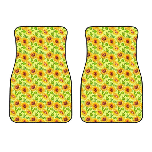 Beige Watercolor Sunflower Pattern Print Front Car Floor Mats