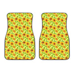 Beige Watercolor Sunflower Pattern Print Front Car Floor Mats