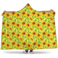 Beige Watercolor Sunflower Pattern Print Hooded Blanket
