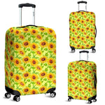 Beige Watercolor Sunflower Pattern Print Luggage Cover GearFrost