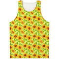 Beige Watercolor Sunflower Pattern Print Men's Tank Top