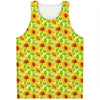 Beige Watercolor Sunflower Pattern Print Men's Tank Top