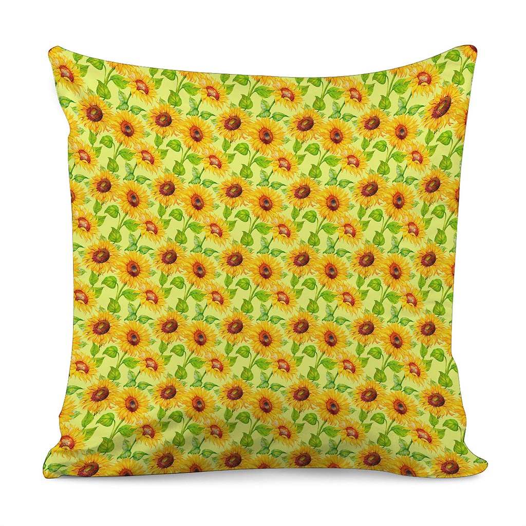 Beige Watercolor Sunflower Pattern Print Pillow Cover