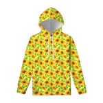 Beige Watercolor Sunflower Pattern Print Pullover Hoodie