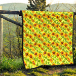 Beige Watercolor Sunflower Pattern Print Quilt