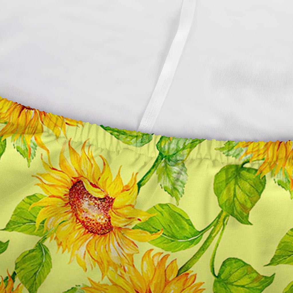 Beige Watercolor Sunflower Pattern Print Sofa Cover