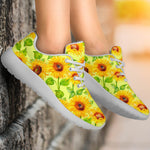 Beige Watercolor Sunflower Pattern Print Sport Shoes GearFrost