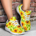 Beige Watercolor Sunflower Pattern Print Sport Shoes GearFrost