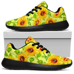 Beige Watercolor Sunflower Pattern Print Sport Shoes GearFrost