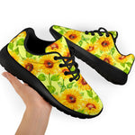 Beige Watercolor Sunflower Pattern Print Sport Shoes GearFrost