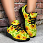 Beige Watercolor Sunflower Pattern Print Sport Shoes GearFrost