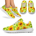 Beige Watercolor Sunflower Pattern Print Sport Shoes GearFrost