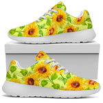 Beige Watercolor Sunflower Pattern Print Sport Shoes GearFrost