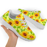 Beige Watercolor Sunflower Pattern Print Sport Shoes GearFrost