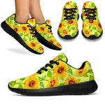 Beige Watercolor Sunflower Pattern Print Sport Shoes GearFrost