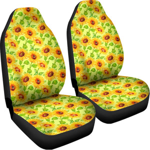 Beige Watercolor Sunflower Pattern Print Universal Fit Car Seat Covers