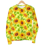Beige Watercolor Sunflower Pattern Print Women's Crewneck Sweatshirt GearFrost