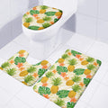Beige Zebra Pineapple Pattern Print 3 Piece Bath Mat Set