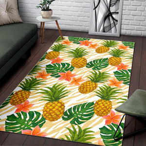 Beige Zebra Pineapple Pattern Print Area Rug GearFrost